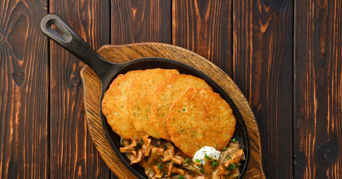 Kartoffelpuffer mit Rahm-Pfifferlingen: Her damit!