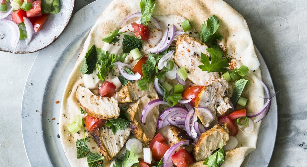 Orientalisches Shawarma-Hähnchen auf Teller