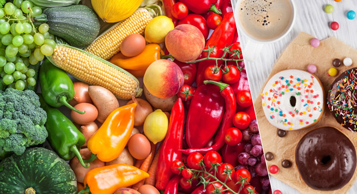 Foto von buntem Obst und Gemüse als Teil der 80-20-Diät