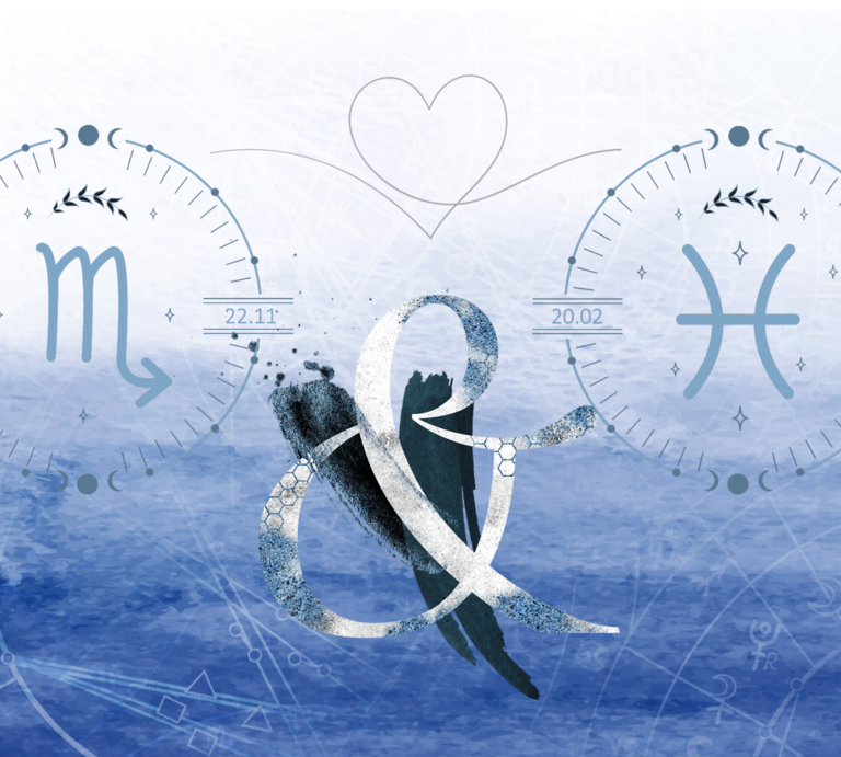 Die astrologischen Symbole der Sternzeichen Skorpion und Fische. | © Shutterstock, Getty Images