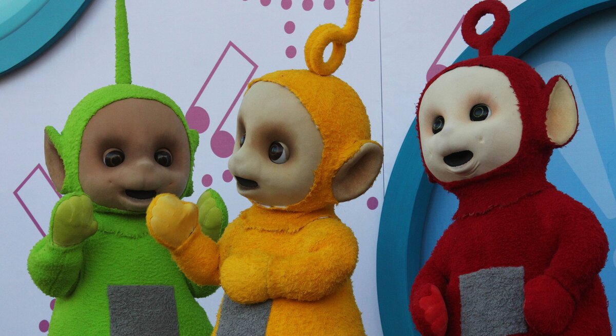 Drei "Teletubbies" aus der damaligen gleichnamigen TV-Sendung Ende der 90er-Jahre und Anfang der 2000er.