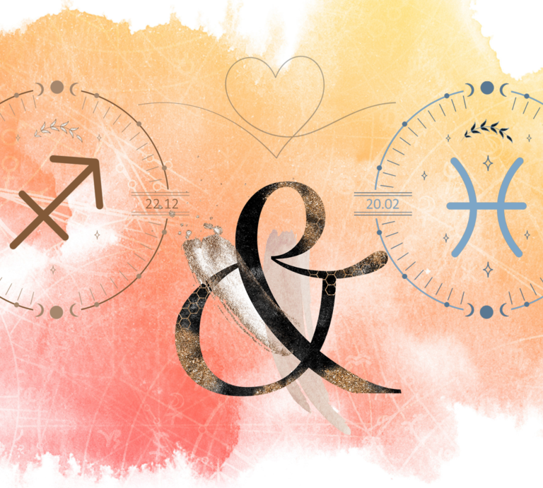 Die astrologischen Symbole der Sternzeichen Schütze und Fische. | © Shutterstock, GettyImages