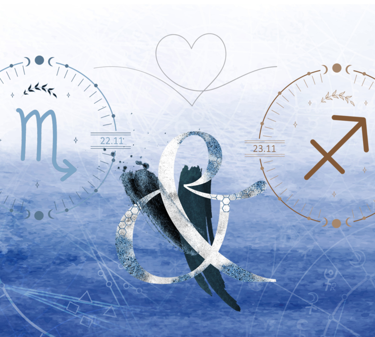 Die astrologischen Symbole der Sternzeichen Skorpion und Schütze. | © Shutterstock, Getty Images