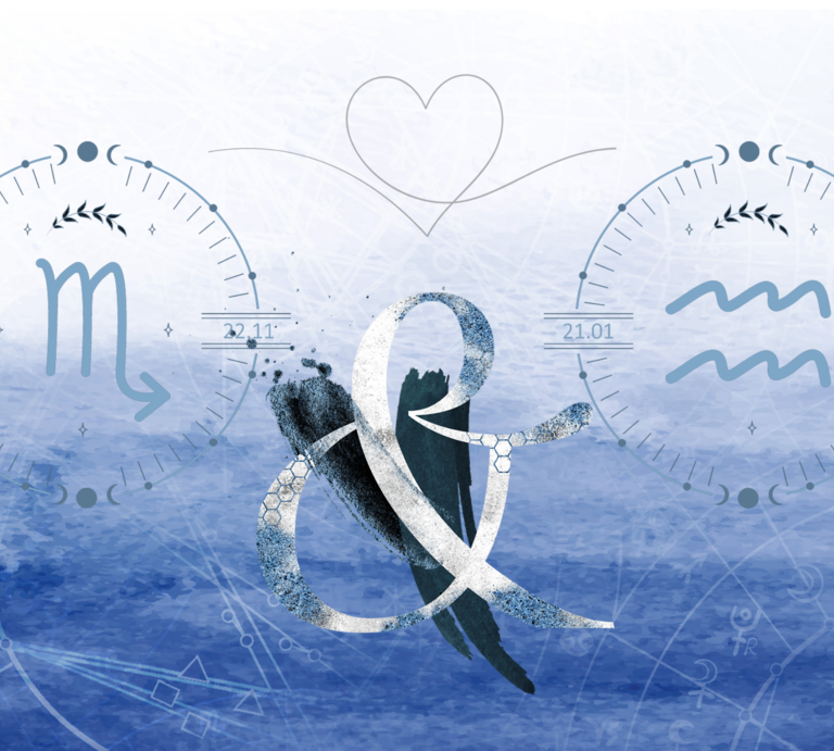 Die astrologischen Symbole der Sternzeichen Skorpion und Wassermann. | © Shutterstock, Getty Images