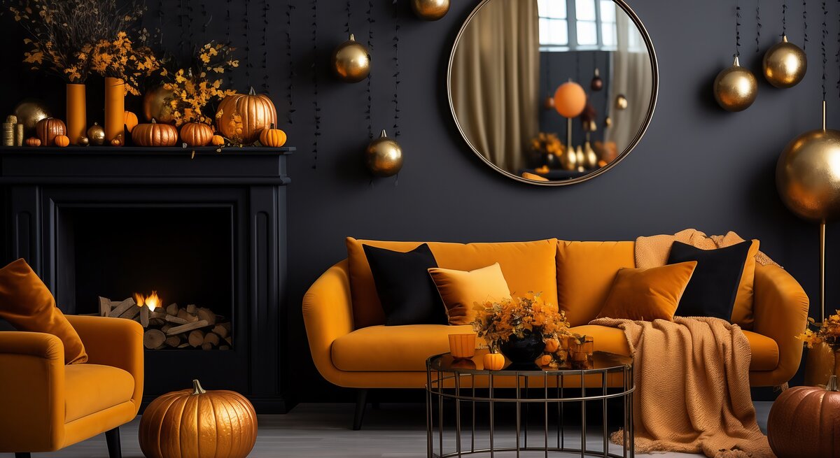 Wohnung mit gebastelter Herbstdeko. 