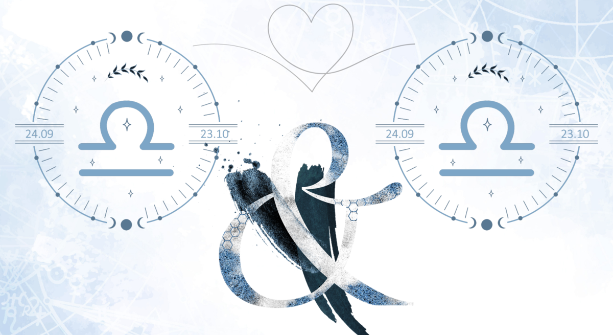 Die astrologischen Symbole der Sternzeichen Waage und Waage.