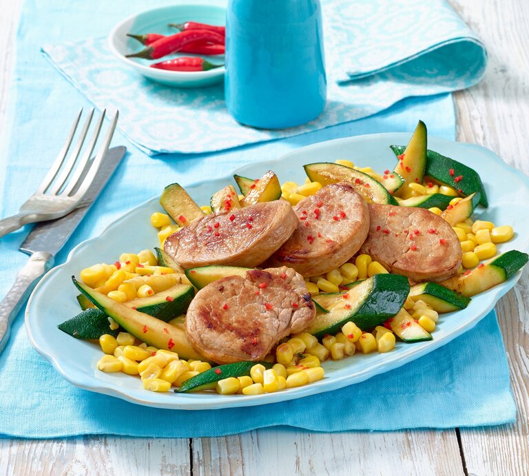 Schweine-Steak mit Zucchini | © Matthias Liebich