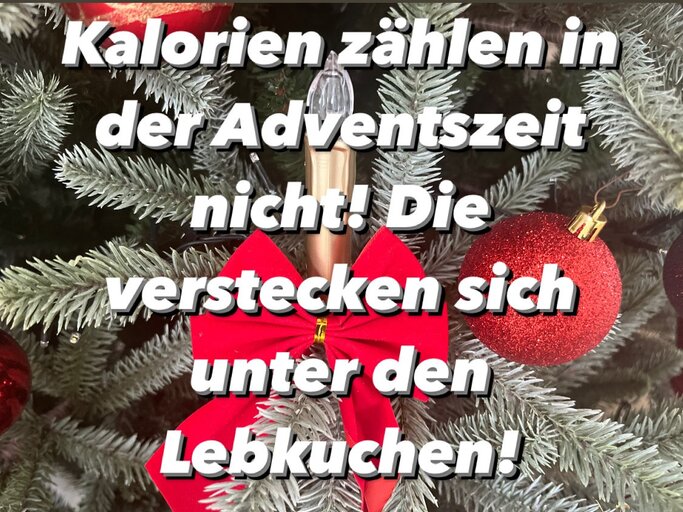 Advent Spruch vor einem Weihnachtsbaum mit Kerzen, Weihnachtskugeln und Schleifen.  | © BILD der FRAU 