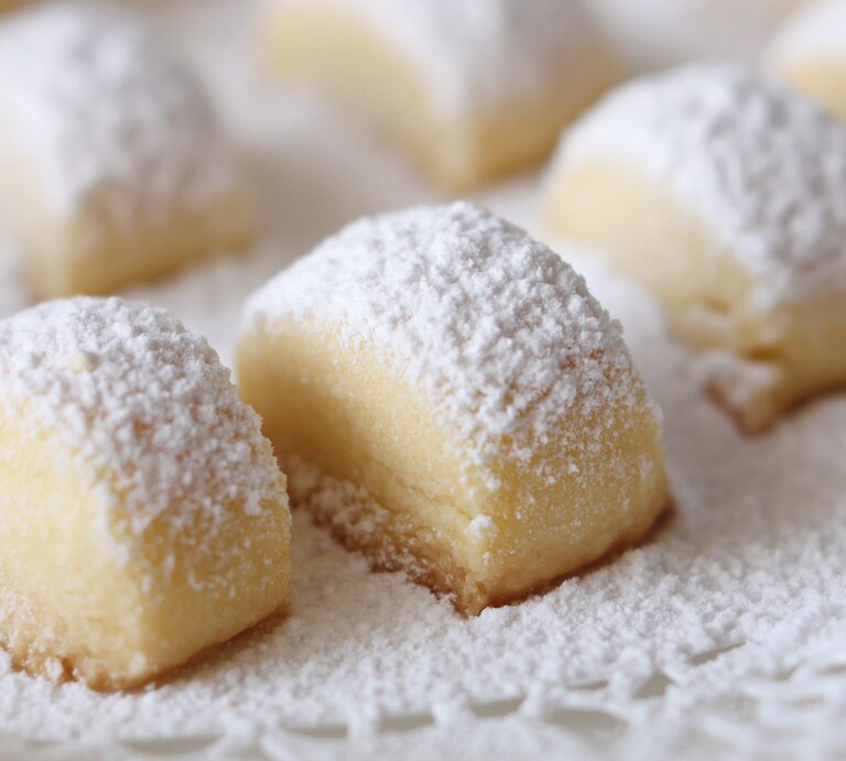Weihnachtsplätzchen in Gnocchi-Form bestreut mit Puderzucker. | © GettyImages/PinoDita