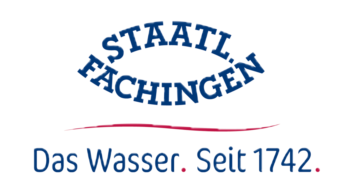 Logo mit dem Schriftzug "STAATL. FACHINGEN. Das Wasser. Seit 1742"
