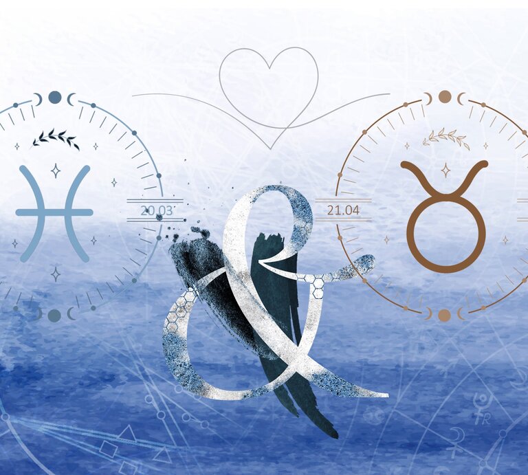 Die astrologischen Symbole der Sternzeichen Fische und Stier. | © Shutterstock, Getty Images