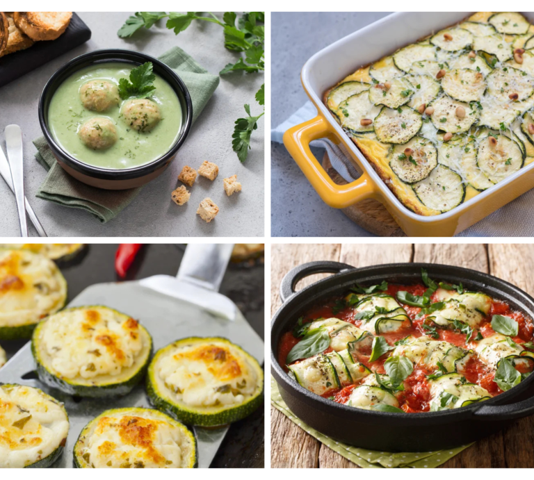 Collage Low Carb Zucchini Rezepte | © [M] Stockfood/iStock/Getty Images/Shutterstock