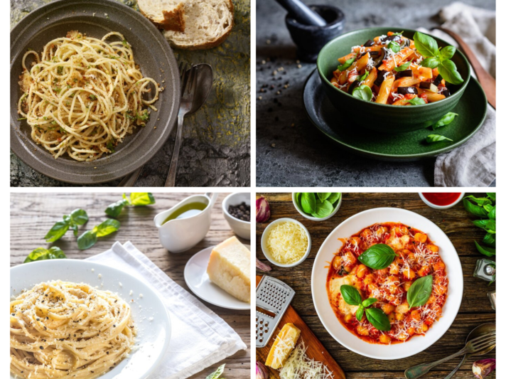 Collage italienische Pasta-Gerichte | © [M] GettyImages/iStock/AdobeStock