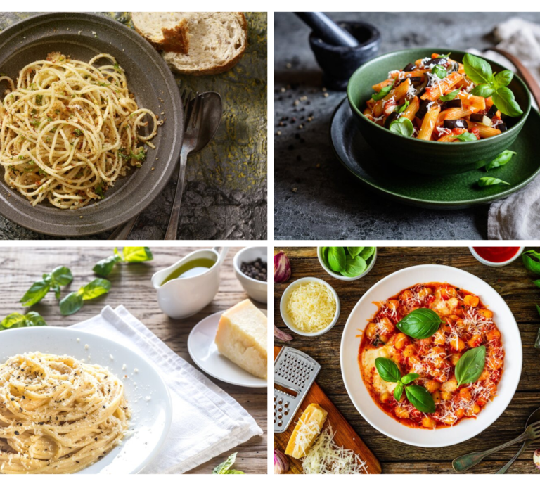 Collage italienische Pasta-Gerichte | © [M] GettyImages/iStock/AdobeStock