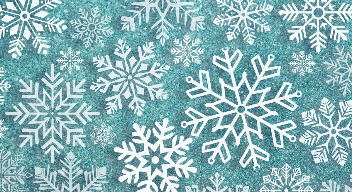 Weiße DIY-Schneeflocken auf türkisem Hintergrund
