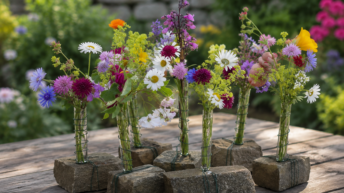 DIY-Vasen aus Steinen basteln: Süße Upcycling-Tischdeko für den Sommer