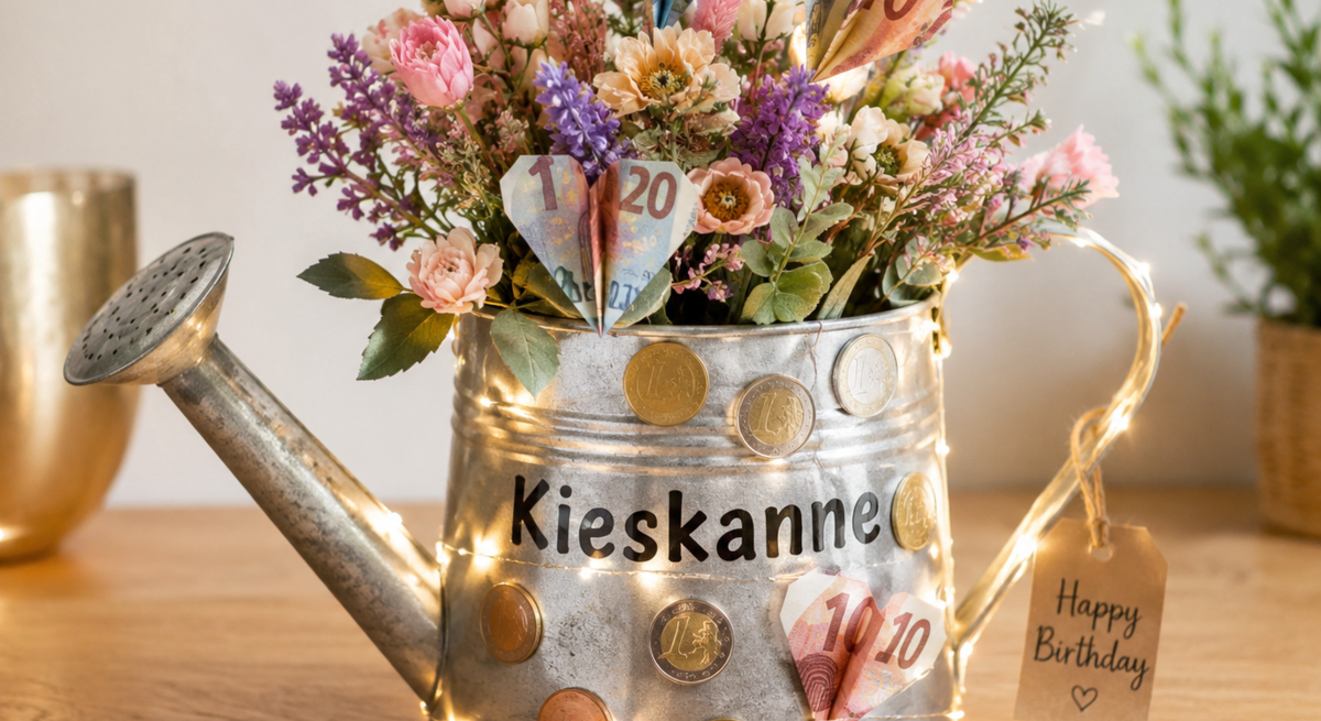 Geldgeschenk verschenken: Aus Gieskanne wird Kieskanne