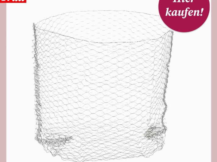 Zylindrisches Drahtgeflecht mit feinem Maschenmuster vor weißem Hintergrund, präsentiert in einer stilisierten Produktansicht. | © Amazon