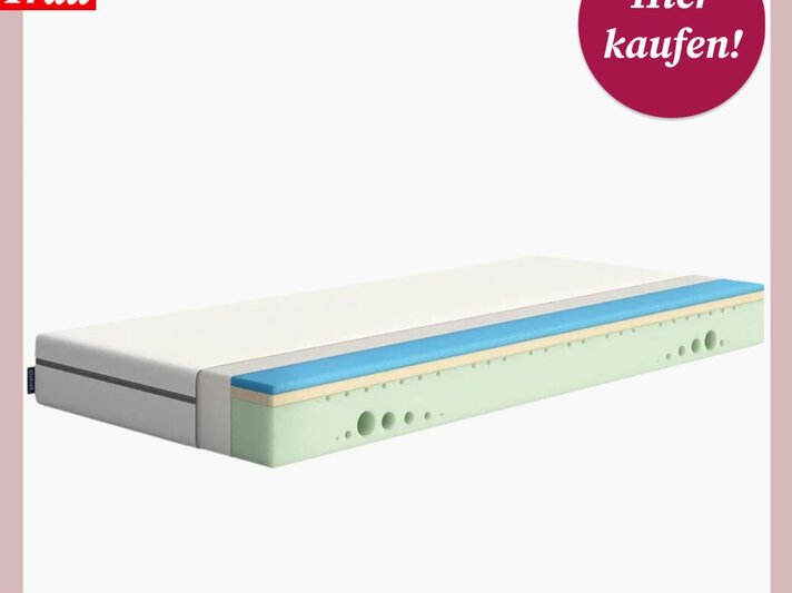 Hochwertige 7-Zonen Kaltschaummatratze "Emm One" auf weißem Hintergrund abgebildet. | © Lidl 