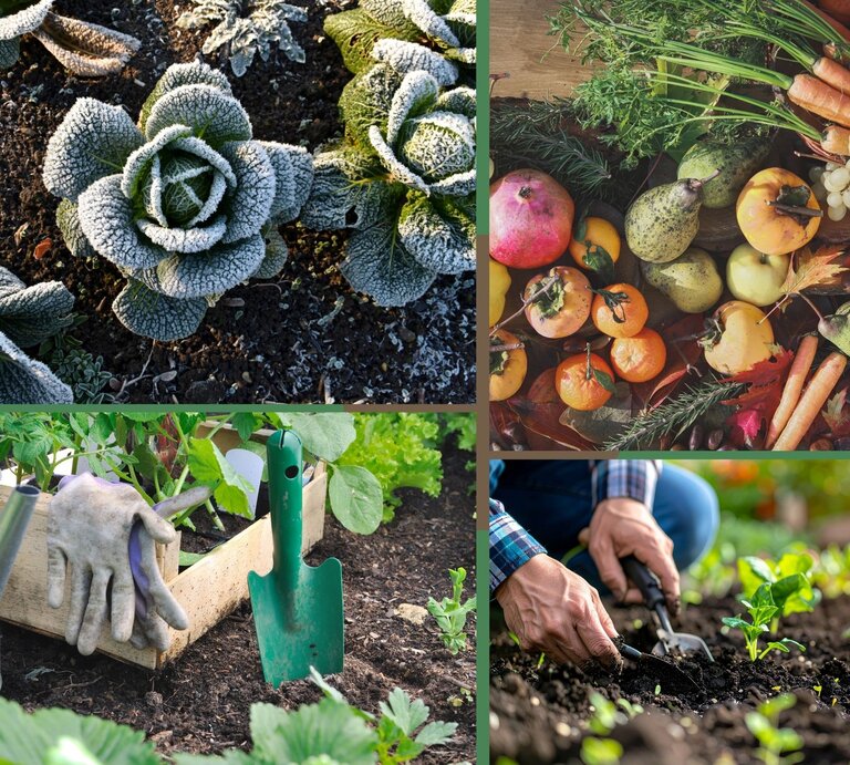 Eine Kohlpflanze ist von Frost bedeckt. | © Canva/Collage:bildderfrau.de