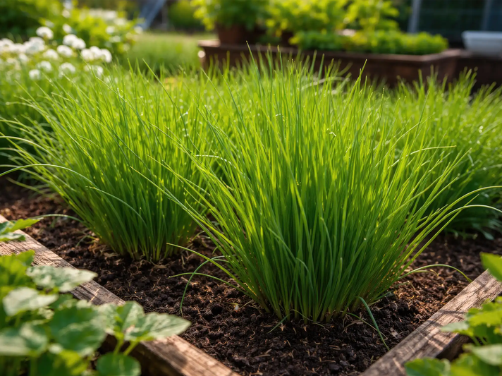 Schnittlauch im Hochbeet gepflanzt | © Adobe Stock