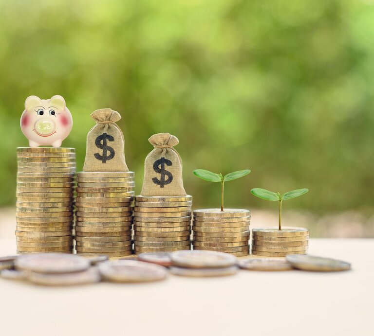 Zu sehen ist Münzgeld und ein Sparschwein | © Shutterstock/William Potter