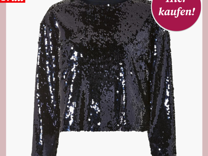 Werbebild von langärmligem Paillettentop in Navy. | © Lidl