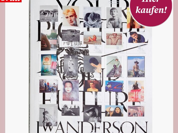 Kreatives Buchdesign mit farbenfrohen Polaroid-Bildern, darunter Gesichter, Szenen und Texte, Titel von JW Anderson gestaltet. | © JW Anderson