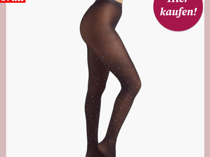 Werbebild von Strumpfhose mit Glitzersteinchen in verschiedenen Größen. | © Lounge