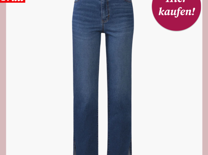 Werbebild von dunkelblauer Jeans mit Schlitzen an der Seite. | © Lidl