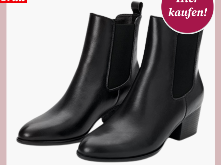Werbebild von Lederstiefelette mit kleinem Absatz. | © Tchibo