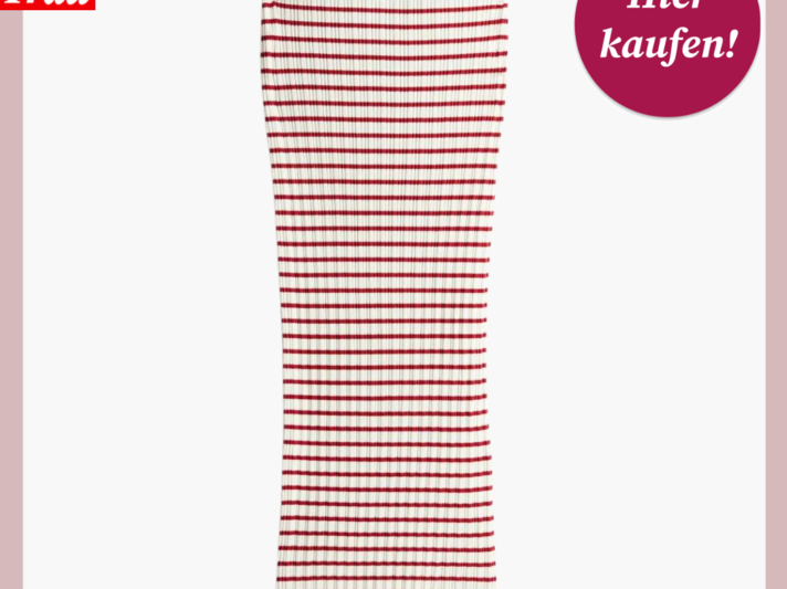 Werbebild von einem gestreiften Rock. Der Rock ist Rot und weiß und hat einen elastischen Bund. | © H&M