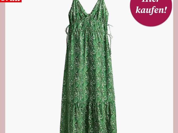 Zu sehen ist die Shoppingvorlage von BdF, in welcher ein grünes Kleid von H&M präsentiert wird | © H&M