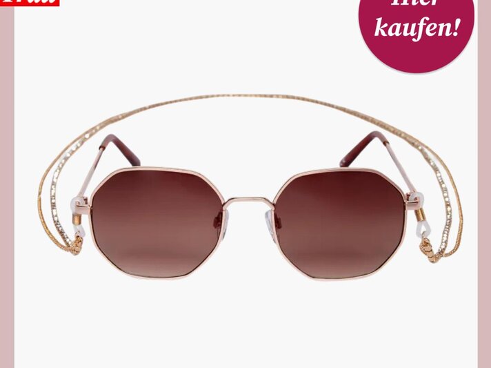 Modische Sonnenbrille mit goldfarbenem Gestell und braunen Gläsern | © C&A