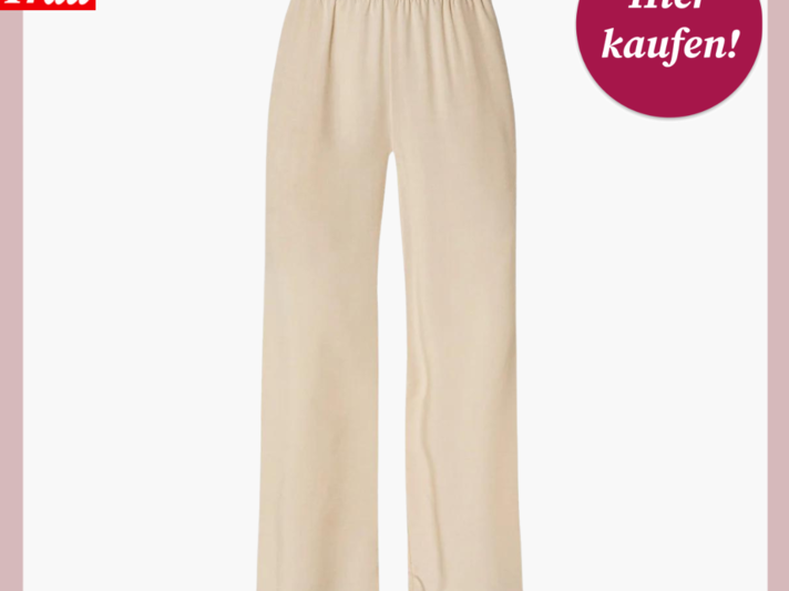 Werbebild einer sommerlichen Hose in Beige. Die Hose ist lang und hab einen bequemen Gummizug an der Taille. | © Lidl