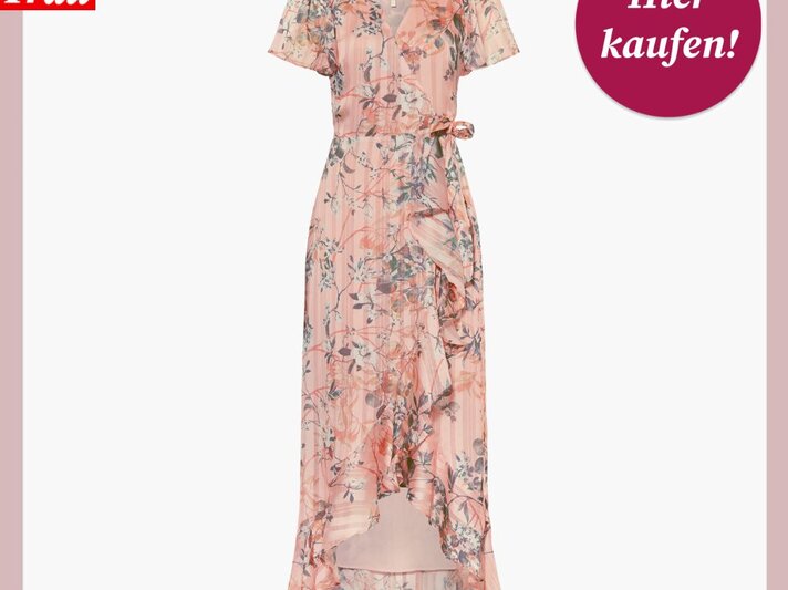 Elegantes Blumenkleid in Pastellrosa, präsentiert von "Bild der Frau" | © Breuninger