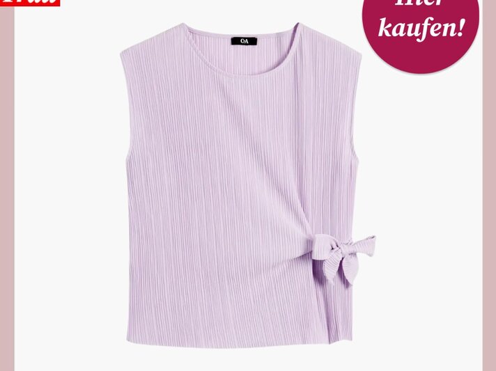 Zu sehen ist die Shoppingvorlage von BdF, in welcher ein Plisseeshirt von C&A präsentiert wird. | © C&A