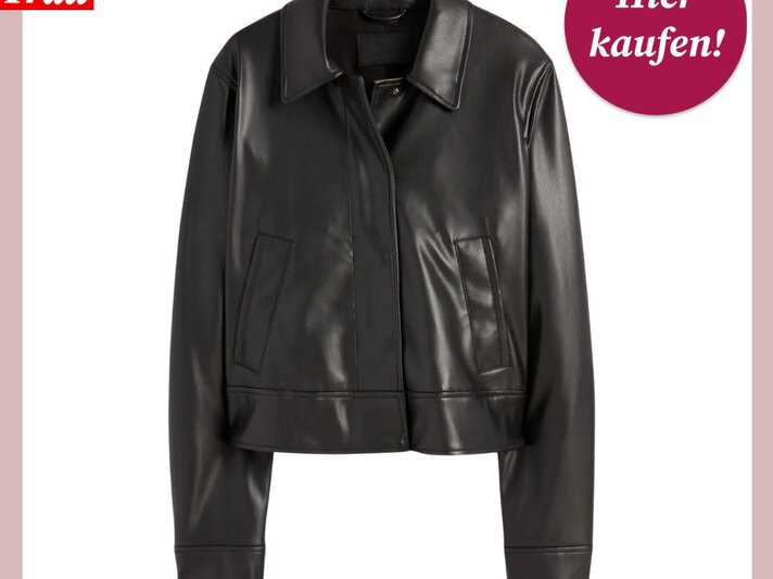 Zu sehen ist die Shoppingvorlage von BILD der FRAU, in welcher eine Bikerjacke von C&A präsentiert wird | © C&A