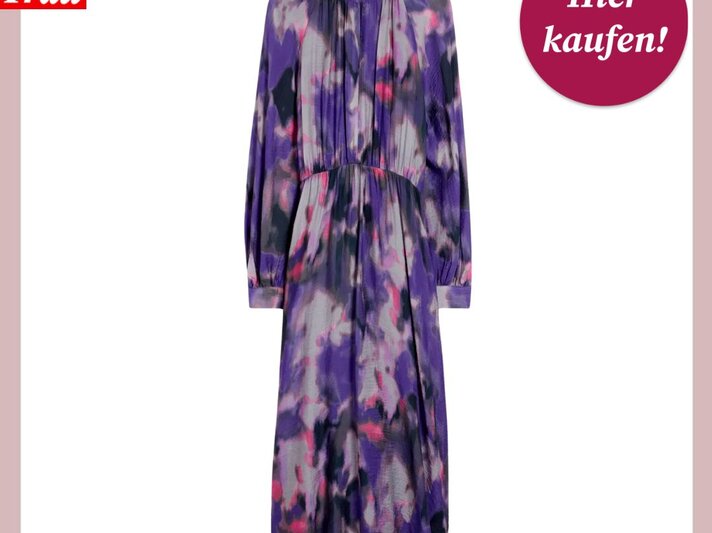 Zu sehen ist die Shoppingvorlage von BILD der FRAU mit einem lila-blauen Kleid von C&A | © C&A