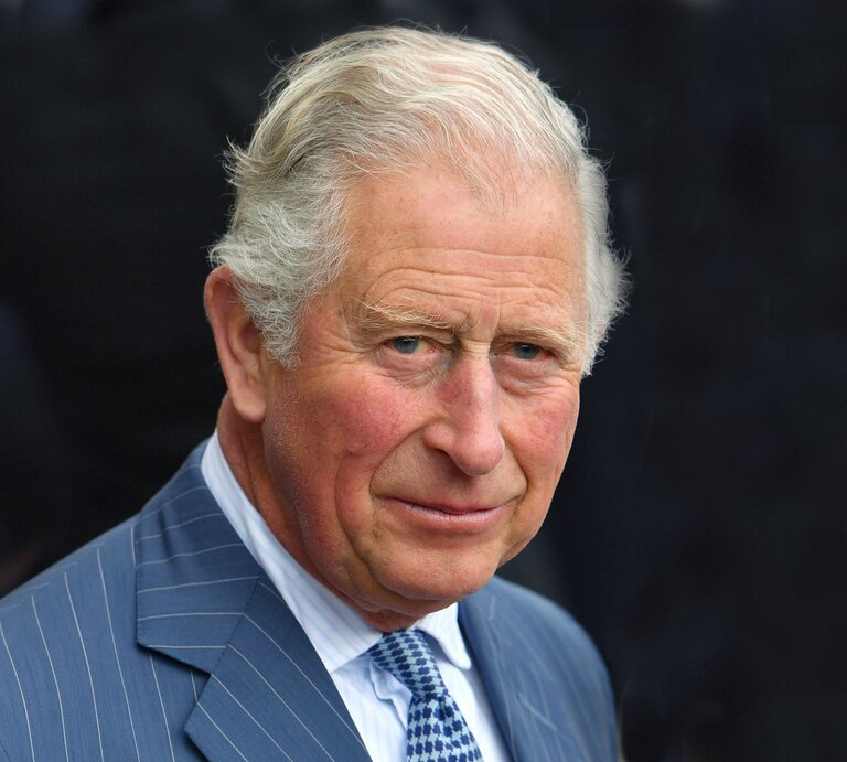 Ein Porträt von König Charles in einem gestreiften Anzug mit Krawatte und einem weißen Taschentuch in der Brusttasche. Er hat graues Haar und schaut ernst seitlich zur Kamera. Der Hintergrund ist unscharf und lässt keine weiteren Details erkennen. König Charles scheint in einer öffentlichen oder formellen Veranstaltung zu sein, basierend auf seiner Kleidung und dem ernsten Gesichtsausdruck. | © IMAGO / Sven Simon
