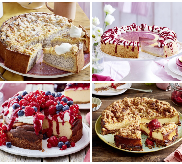 vier verschiedene Käsekuchen in einer Collage | © [M] EAT CLUB
